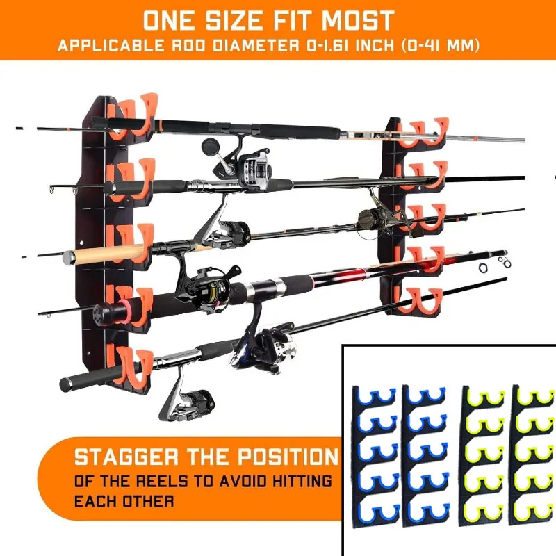 Fishing Rod Rack - Hengelhouder voor de garage, wandmontage, met