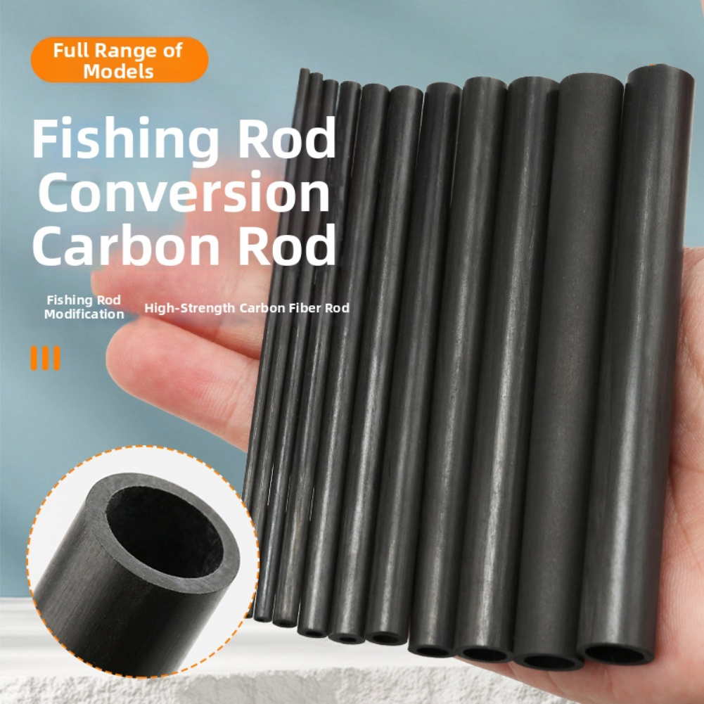 Fishing Rod Repair Kit - 10cm Zwarte Holle Koolstofvezel Buis Voor