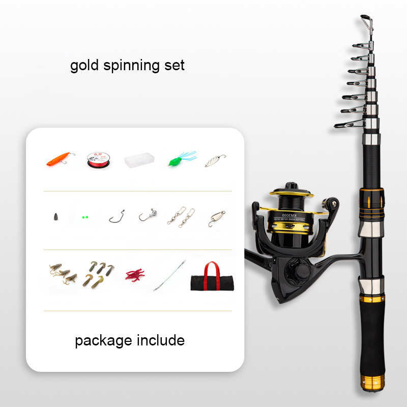 Fishing Rod Combo - Hengel van koolstofvezel, 2,1 m, inclusief
